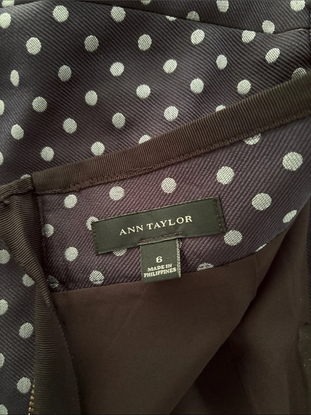 Ann Taylor Navy Pencil Skirt with Silver Polka Dots